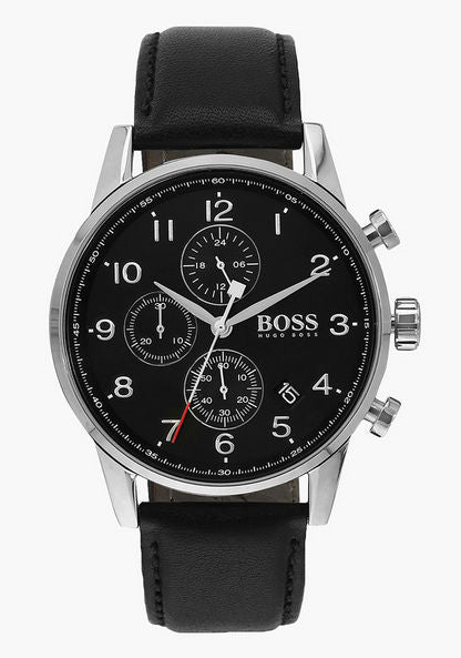 Buy Hugo Boss Navigator Black Dial Black Leather Strap Watch for Men - 1513678 in Pakistan