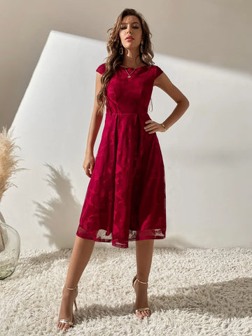 Buy Shein Fold Pleated Cap Sleeve Dress in Pakistan