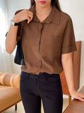 Buy SHEIN DAZY Patched Pocket Roll Up Sleeve Shirt in Pakistan