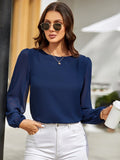 Buy Shein Lantern Sleeve Keyhole Back Blouse in Pakistan