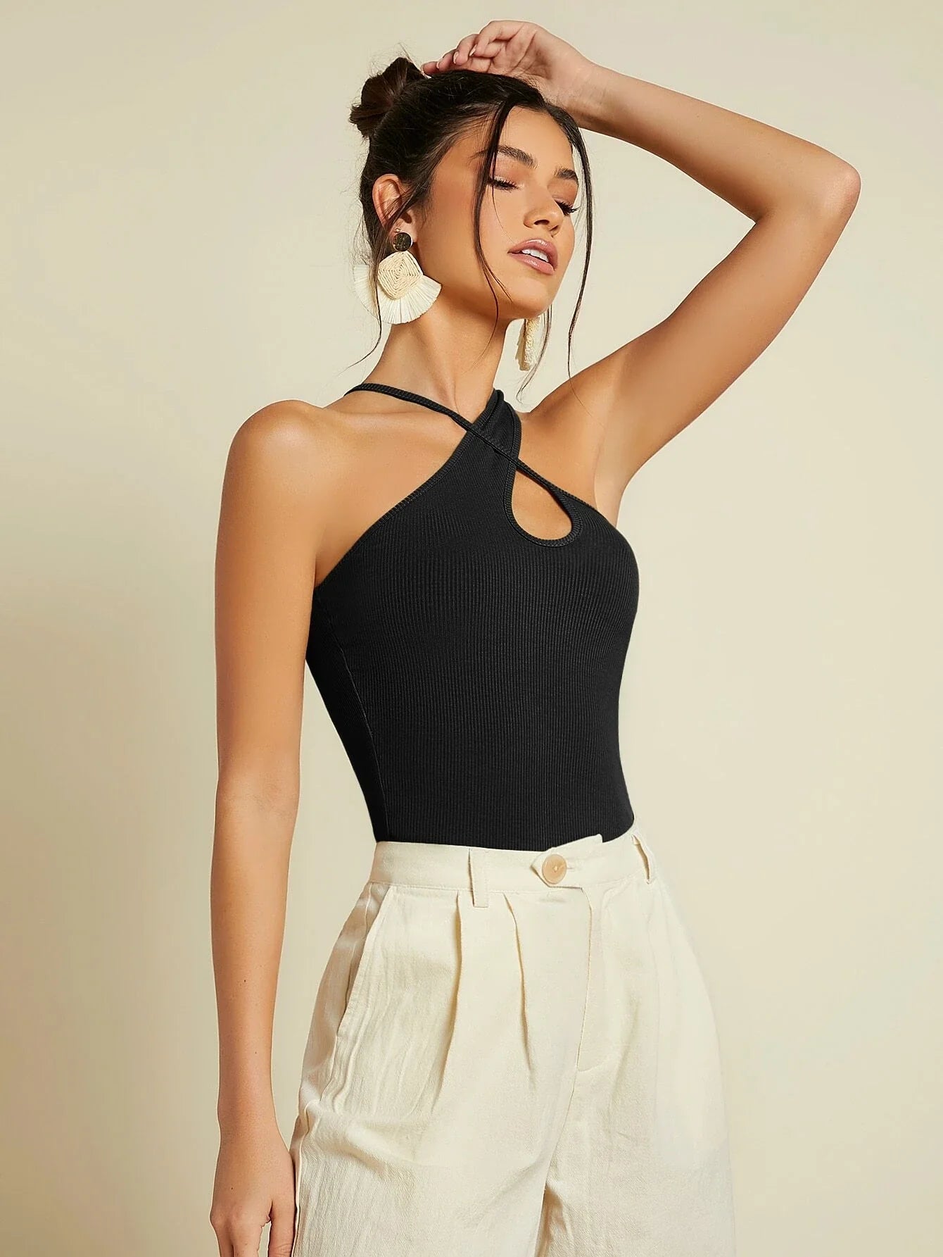 Buy SHEIN Criss Cross Rib-knit Top in Pakistan