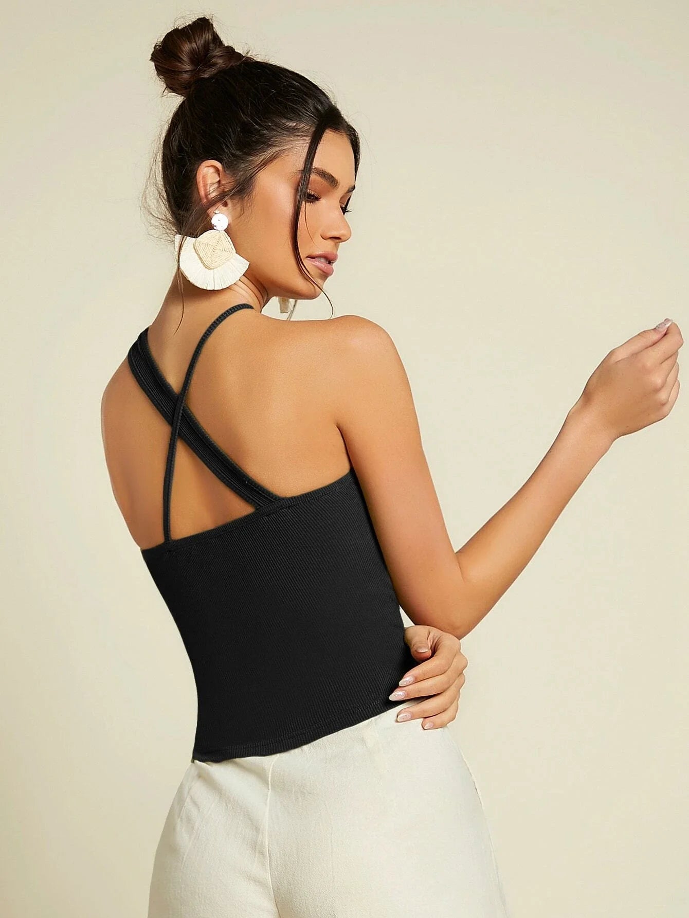 Buy SHEIN Criss Cross Rib-knit Top in Pakistan