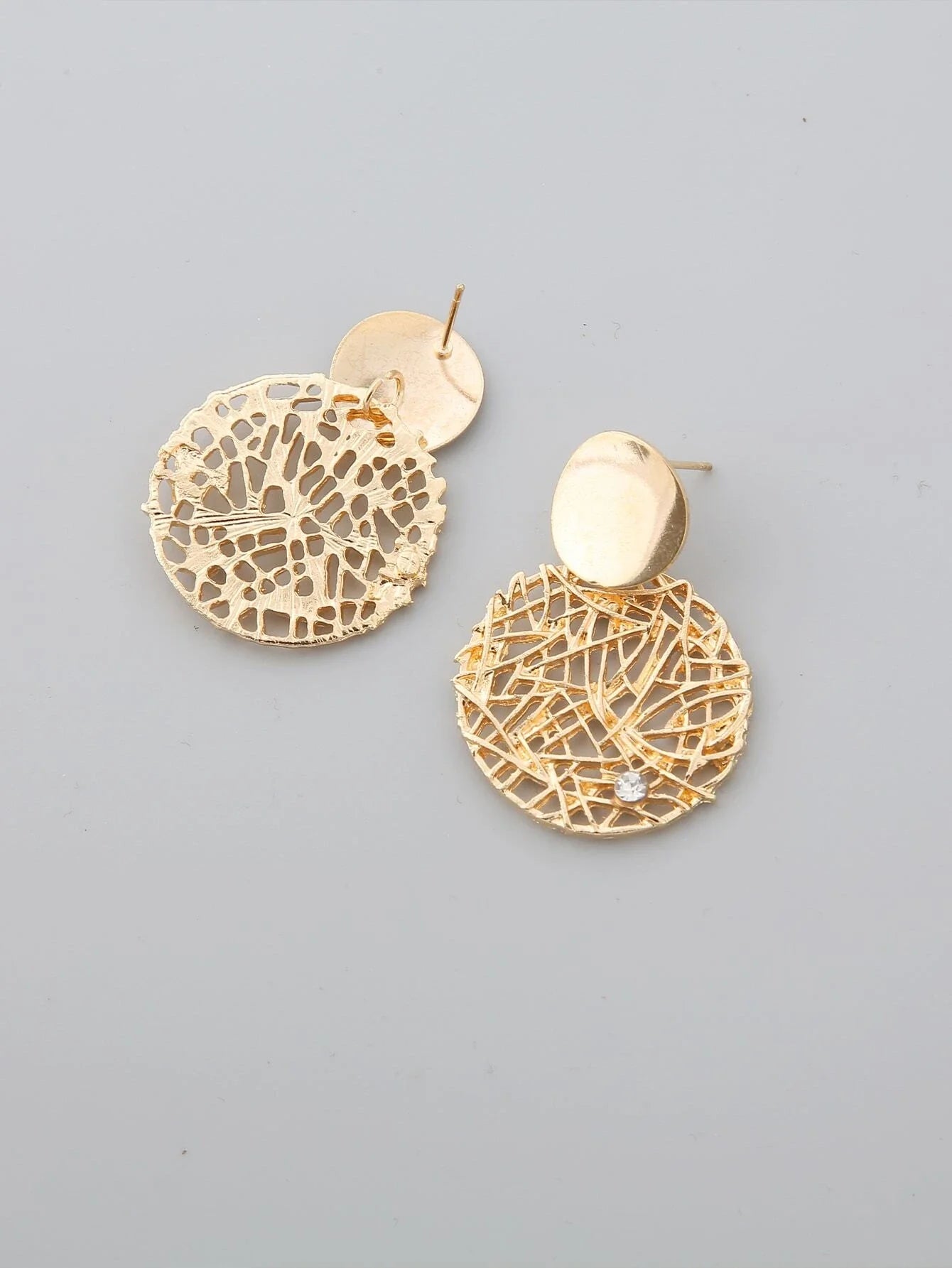 Buy Shein Rhinestone Decor Hollow Out Round Drop Earrings in Pakistan