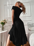 Buy SHEIN A-Line Belted Ruffle Hem Dress in Pakistan
