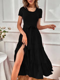 Buy SHEIN A-Line Belted Ruffle Hem Dress in Pakistan