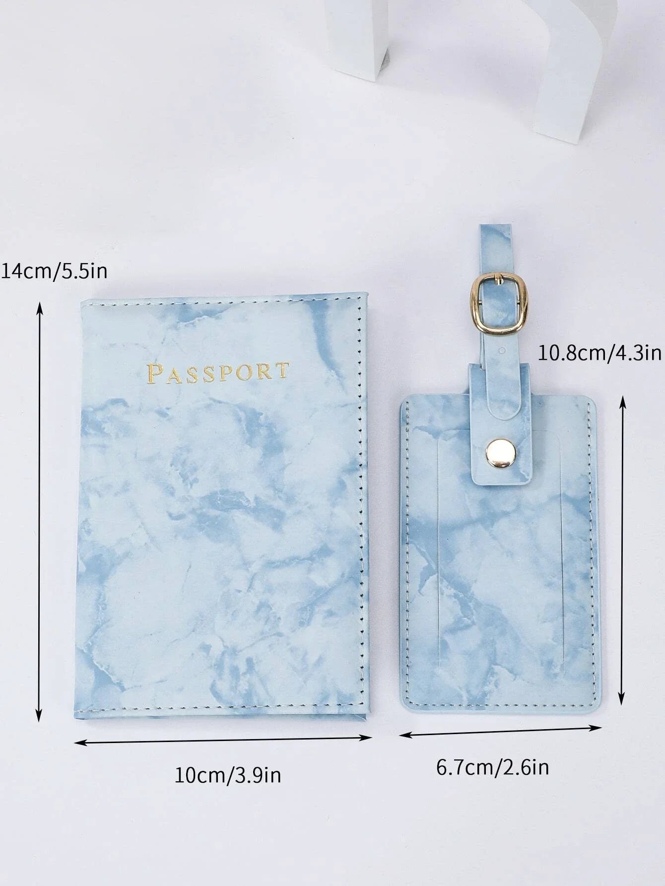 Buy SHEIN Letter Graphic Marble Pattern Passport Case With Luggage Tag in Pakistan