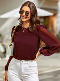 Buy Shein Lantern Sleeve Keyhole Back Blouse in Pakistan