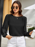 Buy Shein Lantern Sleeve Keyhole Back Blouse in Pakistan