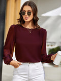 Buy Shein Lantern Sleeve Keyhole Back Blouse in Pakistan