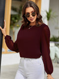 Buy Shein Lantern Sleeve Keyhole Back Blouse in Pakistan