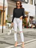 Buy Shein Lantern Sleeve Keyhole Back Blouse in Pakistan