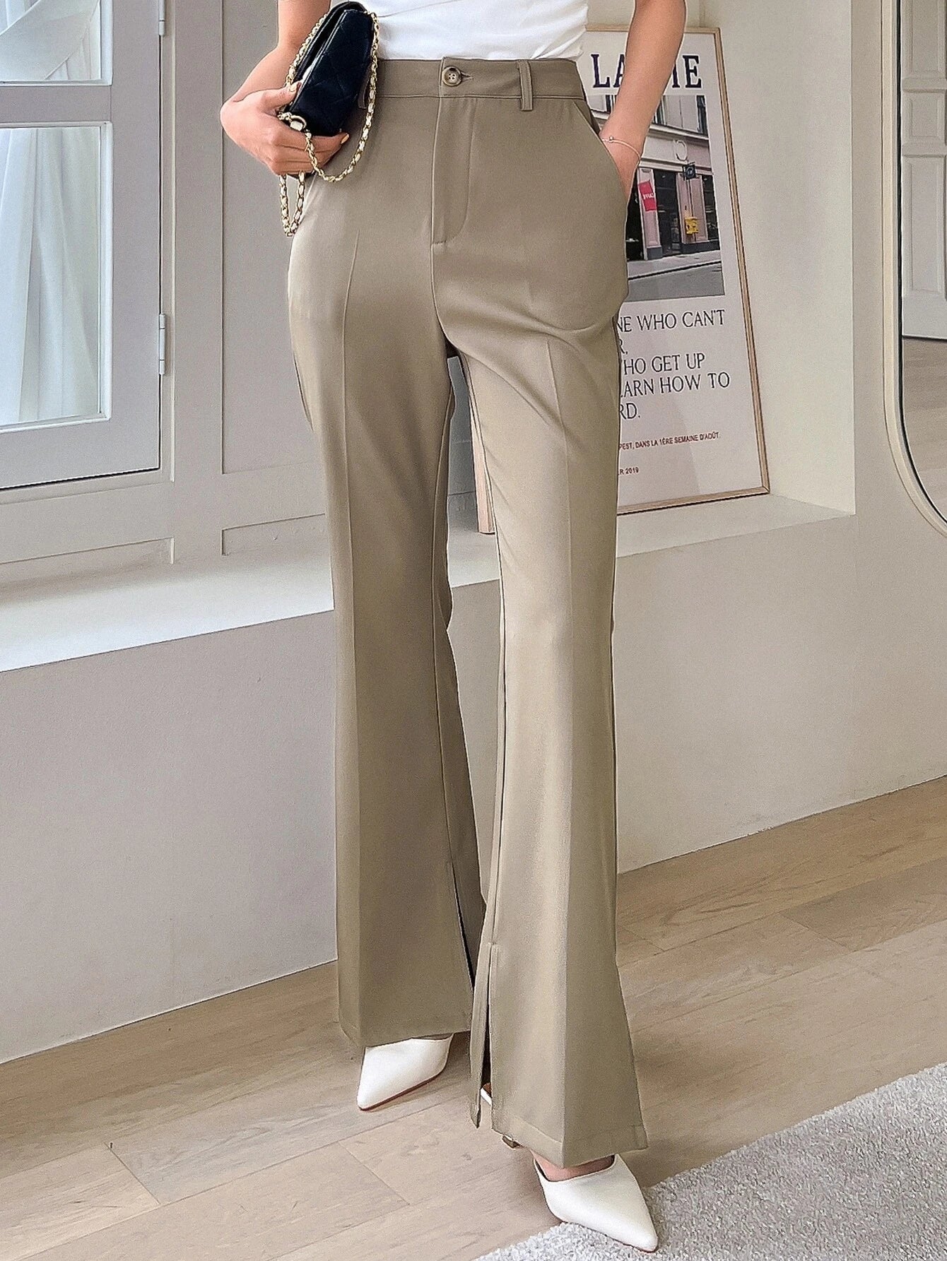 Buy Shein DAZY Slant Pocket Zip Fly Suit Pants in Pakistan