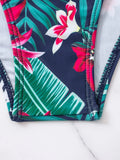 Buy SHEIN Tropical Print Bikini Set Wrap Push Up Bra Top & Hipster Bikini Bottom & Kimono 3 Piece Swimsuit in Pakistan