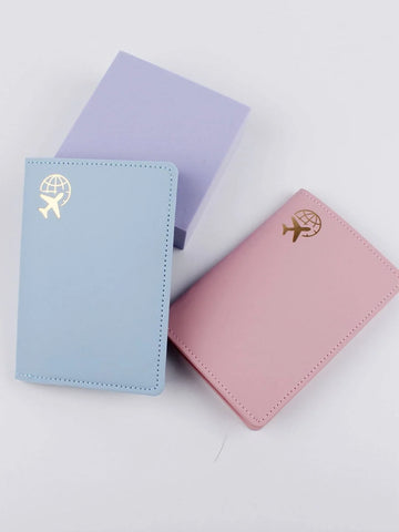 Buy Shein 2pcs Earth & Airplane Print Passport Case in Pakistan