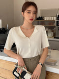 Buy SHEIN DAZY Lettuce Trim Button Front Tee in Pakistan