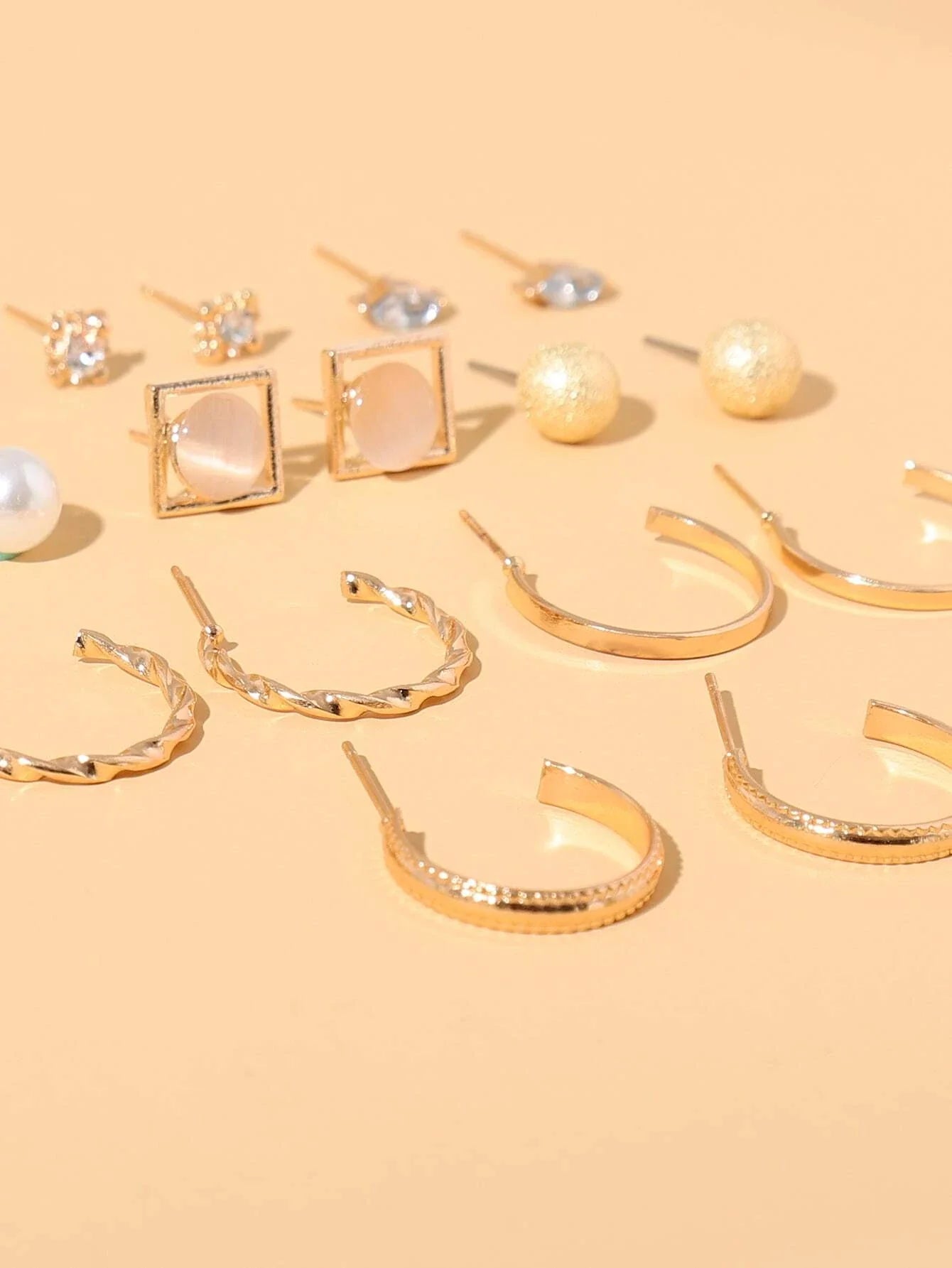 Buy Shein 9pairs Rhinestone & Faux Pearl Detail Earrings in Pakistan