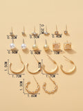 Buy Shein 9pairs Rhinestone & Faux Pearl Detail Earrings in Pakistan