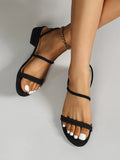 Buy SHEIN Suedette Chunky Heeled Slingback Sandals in Pakistan