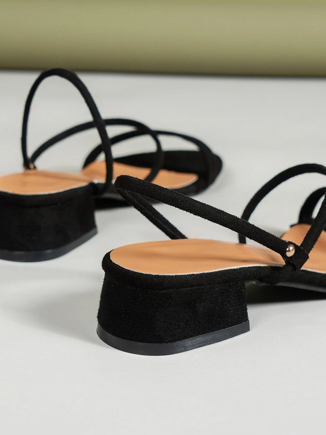 Buy SHEIN Suedette Chunky Heeled Slingback Sandals in Pakistan