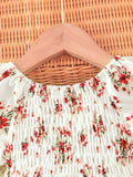 Buy SHEIN Baby Floral Print Shirred Puff Sleeve Dress in Pakistan