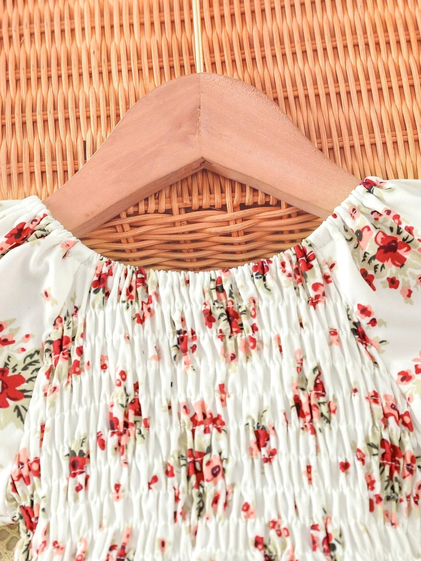 Buy SHEIN Baby Floral Print Shirred Puff Sleeve Dress in Pakistan