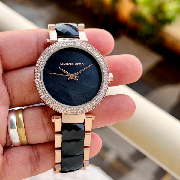 Buy Michael Kors Women's Parker Black Dial Two Tone Stainless Steel Strap Watch MK6414 in Pakistan