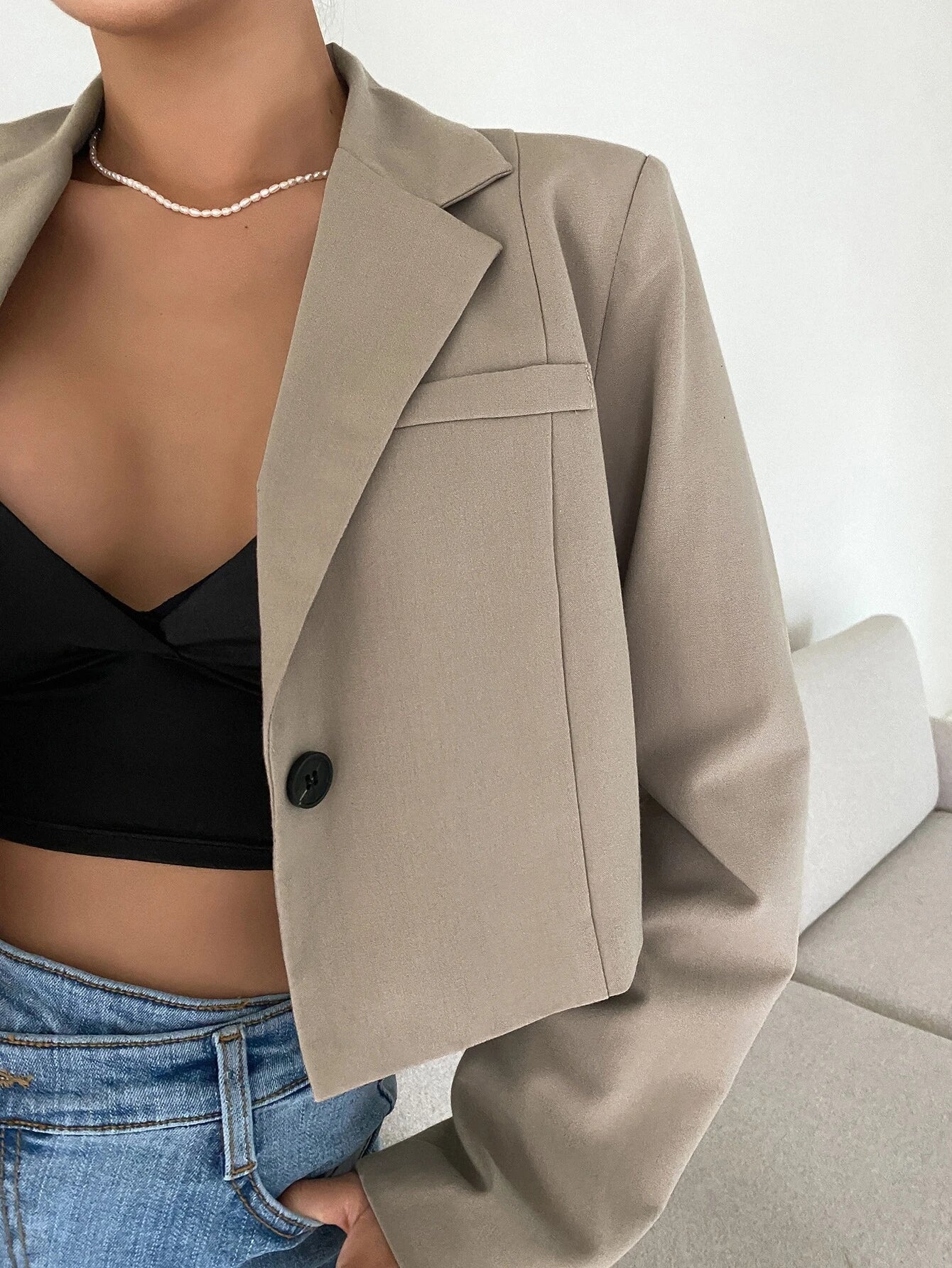 Buy SHEIN DAZY Single Button Crop Blazer in Pakistan