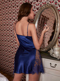 Buy SHEIN Contrast Eyelash Lace Bow Detail Satin Cami Night Dress in Pakistan