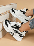Buy SHEIN Number Pattern Two Tone Lace-up Front Chunky Sneakers in Pakistan