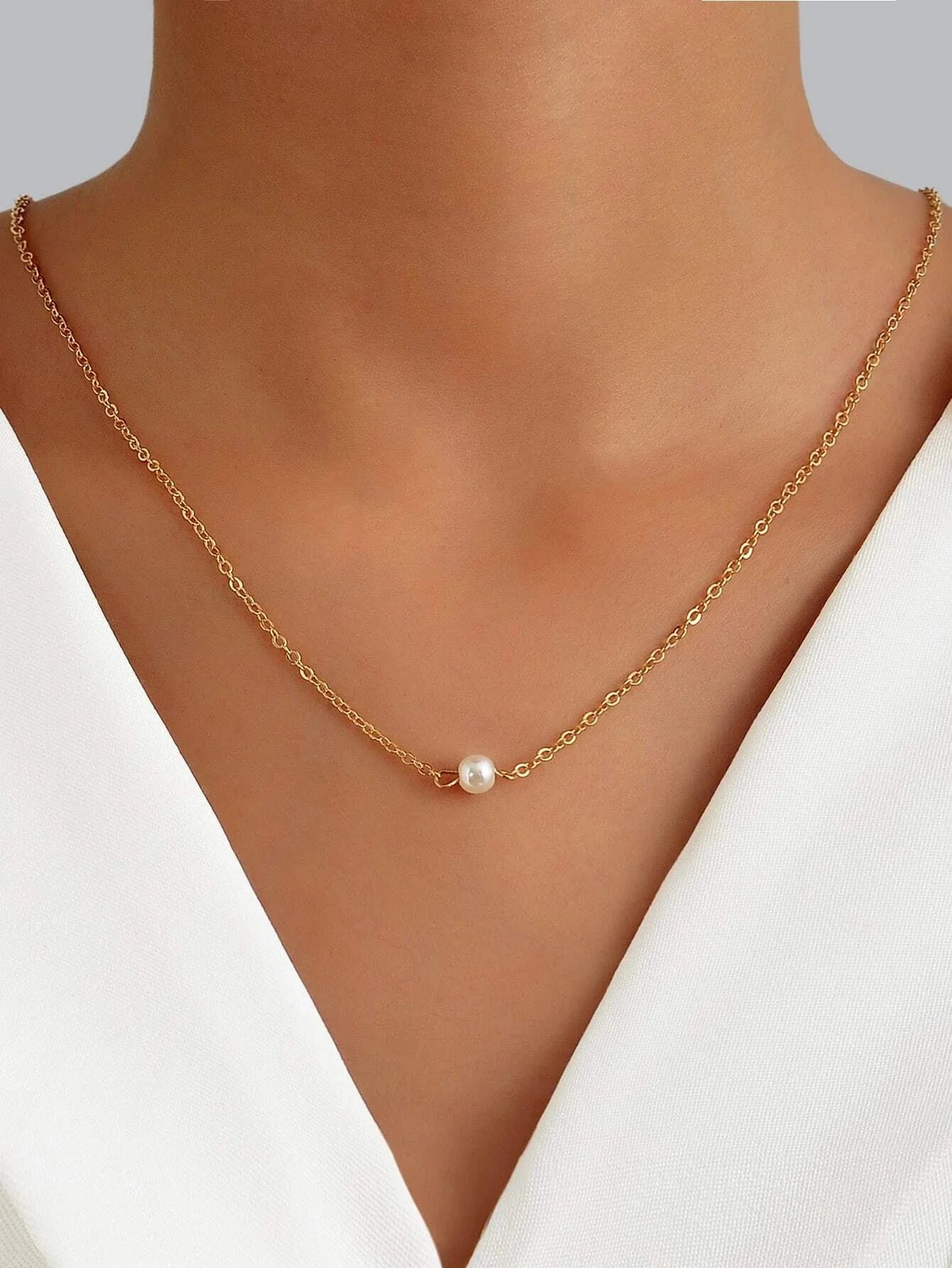 Buy Shein Faux Pearl Decor Back Necklace in Pakistan