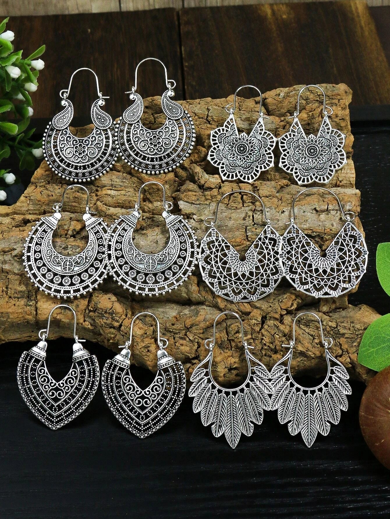 Buy SHEIN EMERY ROSE 6pairs Hollow Out Hoop Earrings in Pakistan