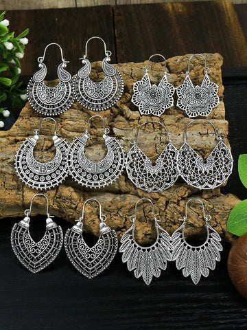 Buy SHEIN EMERY ROSE 6pairs Hollow Out Hoop Earrings in Pakistan