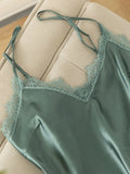 Buy SHEIN Floral Print Lace Detail Tie Front Satin PJ Set in Pakistan