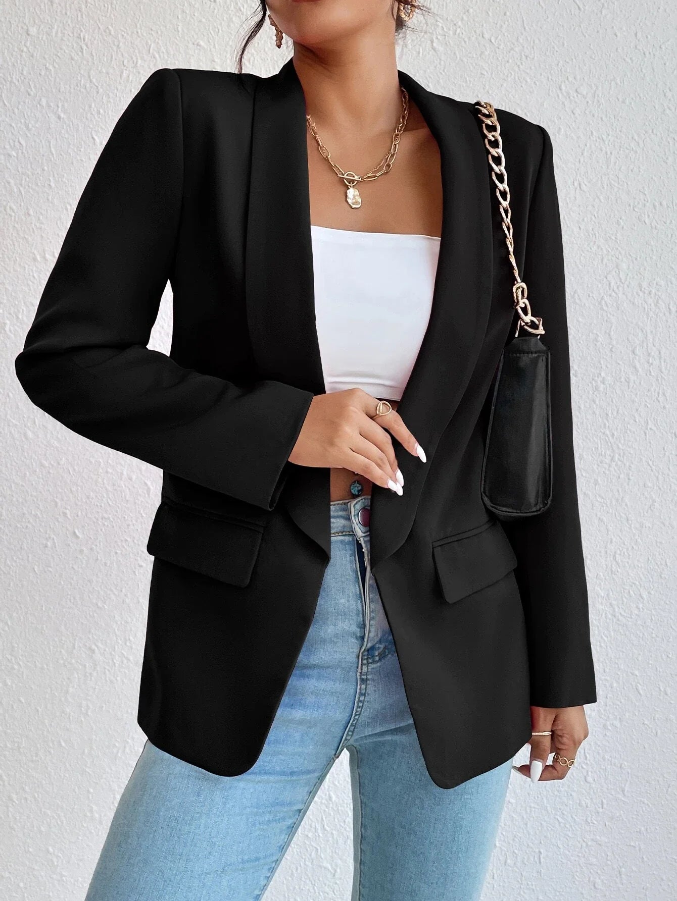 Buy SHEIN Unity Solid Shawl Collar Blazer in Pakistan