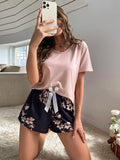 Buy SHEIN Floral Print Tie Front PJ Set in Pakistan