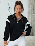 Buy Shein Contrast Panel Half Zip Sweatshirt in Pakistan