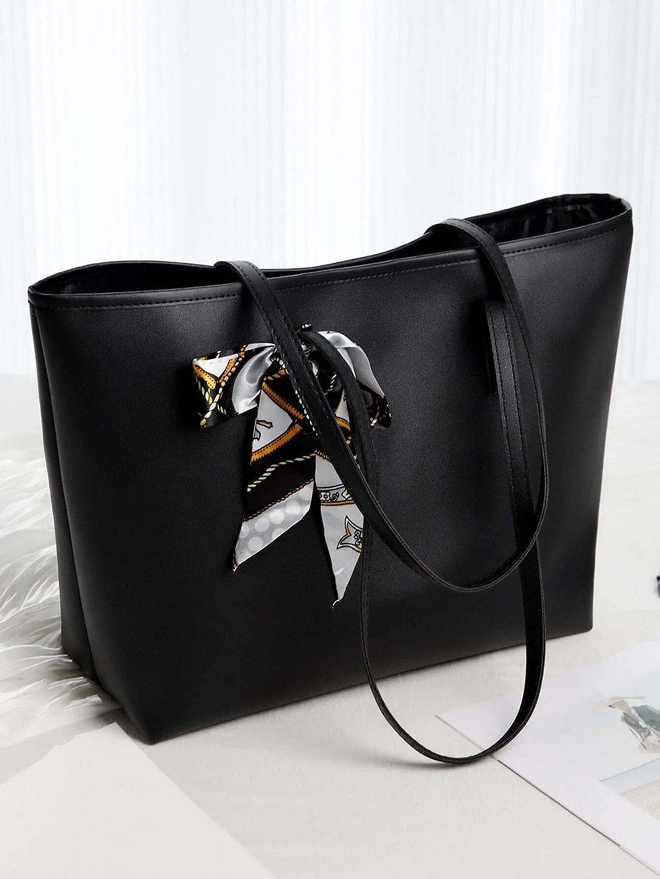 Buy SHEIN Twilly Scarf Decor Shoulder Tote Bag in Pakistan
