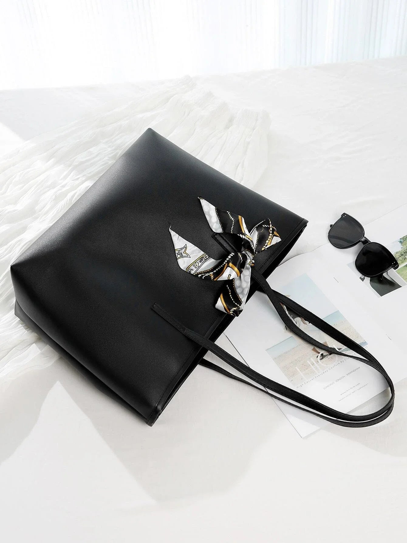 Buy SHEIN Twilly Scarf Decor Shoulder Tote Bag in Pakistan