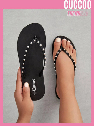 Buy SHEIN CUCCOO Trending Spiked Decor Flip Flops in Pakistan