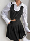 Buy SHEIN Qutie Pinstriped Single Breasted Crop Waistcoat Without Shirt in Pakistan