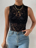 Buy Shein Baroque Print Mock Neck Bodysuit Without Lingerie Set in Pakistan