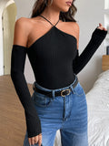 Buy SHEIN BAE Solid Halter Neck Bodysuit in Pakistan