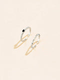 Buy Shein 2pcs Heart Decor Cuff Ring in Pakistan