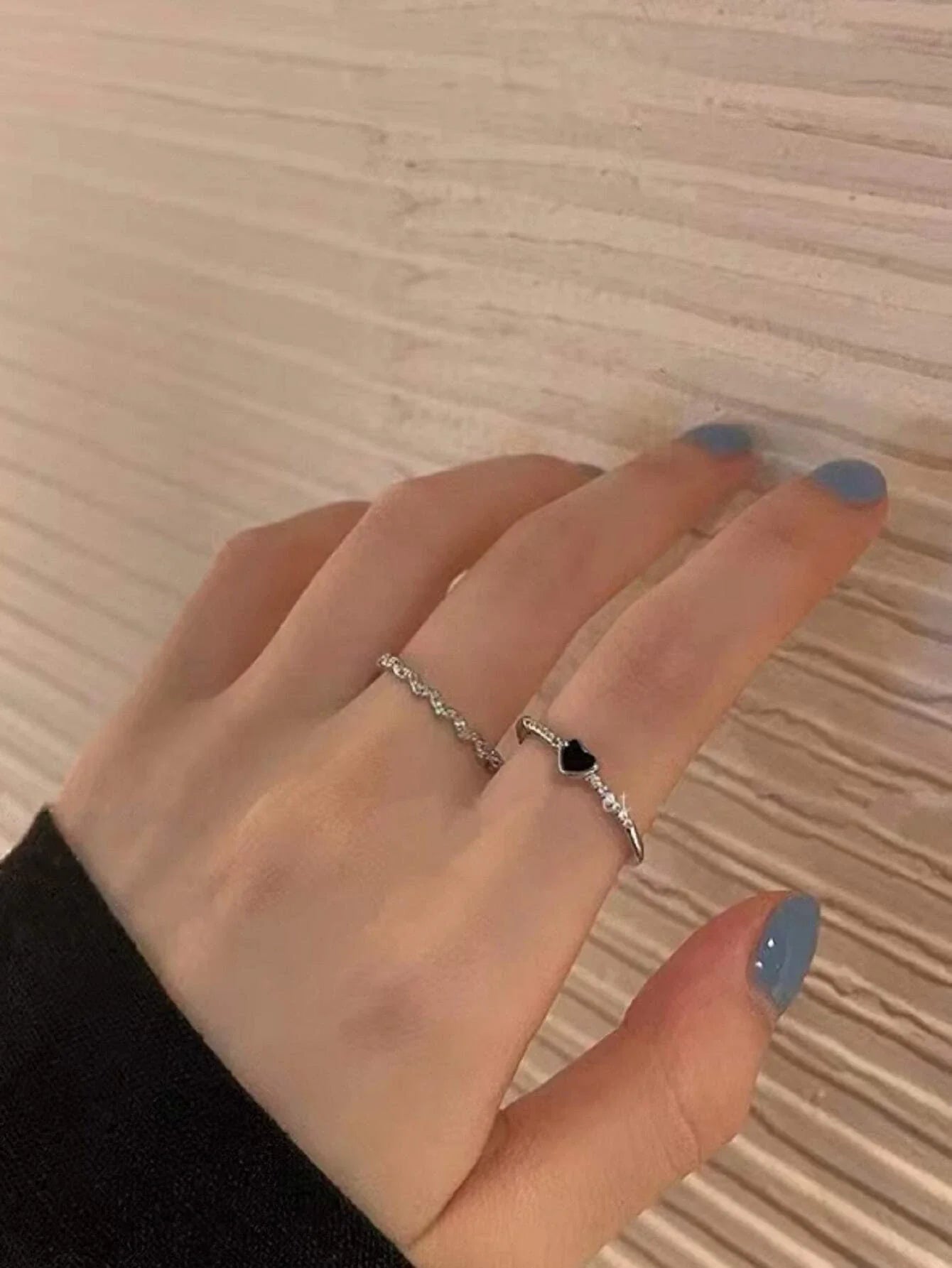 Buy Shein 2pcs Heart Decor Cuff Ring in Pakistan