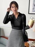 Buy SHEIN DAZY Solid Ribbed Knit Sweater in Pakistan