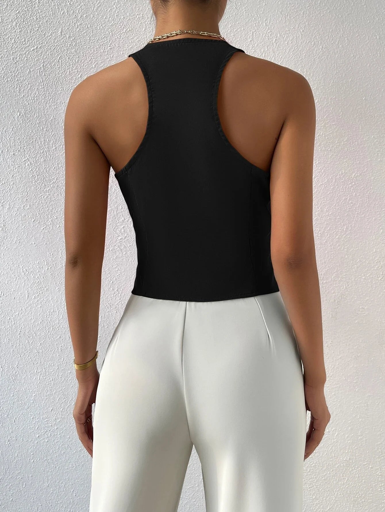 Buy SHEIN BIZwear Solid Button Front Waistcoat in Pakistan