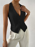 Buy SHEIN BIZwear Solid Button Front Waistcoat in Pakistan