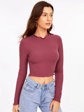 Buy evoluSHEIN Ribbed Semi-Sheer Crop Top in Pakistan