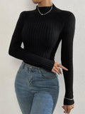 Buy SHEIN Solid Stand Collar Sweater in Pakistan