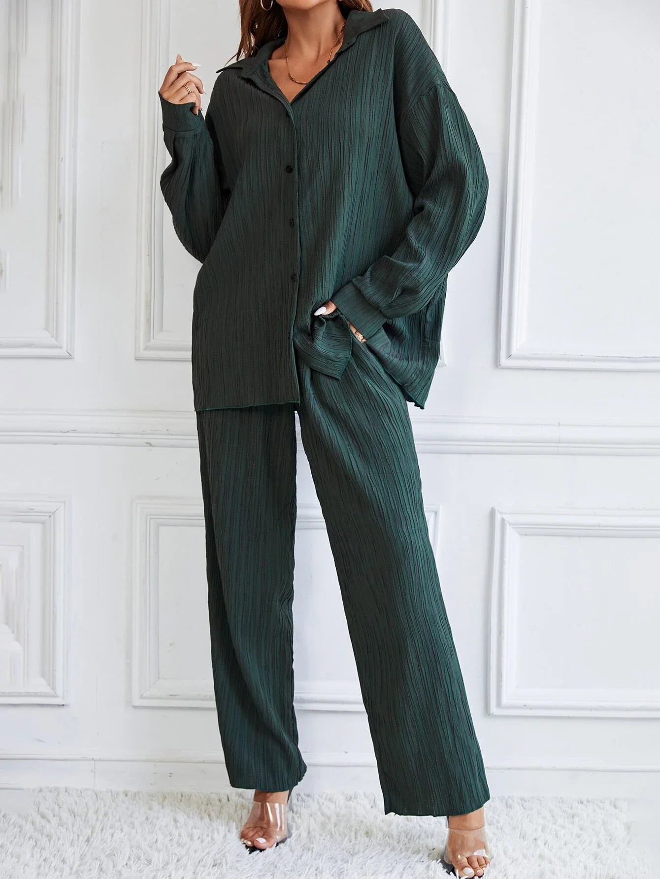Buy SHEIN Essnce Drop Shoulder Shirt & Pants in Pakistan